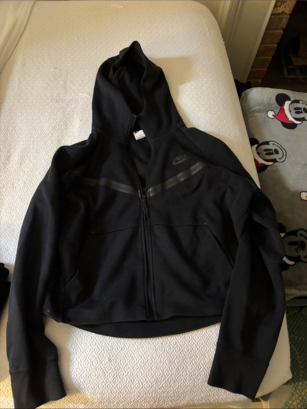 Nike Black Hooded Zip Jacket with Subtle Logo oversized SET AVAILABLE